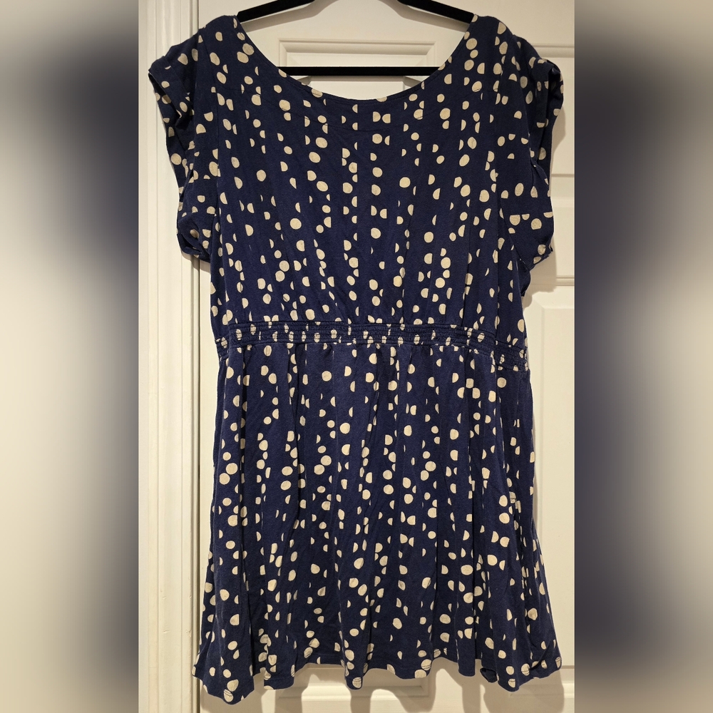 Women's Old Navy Maternity Dress Blue With Grey Polka Dots Size XXL Comfortable